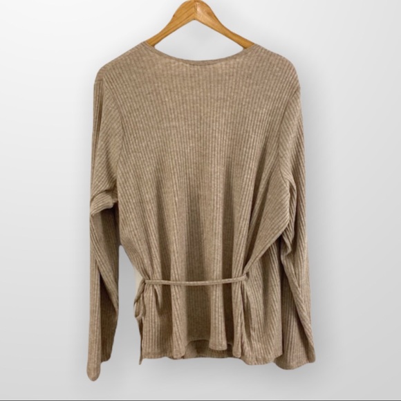 ADDITION ELLE Wrap Front Ribbed OatmealSweater Size 3X - Picture 5 of 11